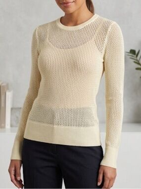 Rag and Bone Pale Yellow Mesh Long Sleeve Sweater